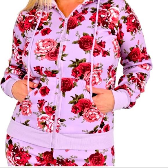 Pink Rose And Peony Floral Men's Zip Up Hoodie